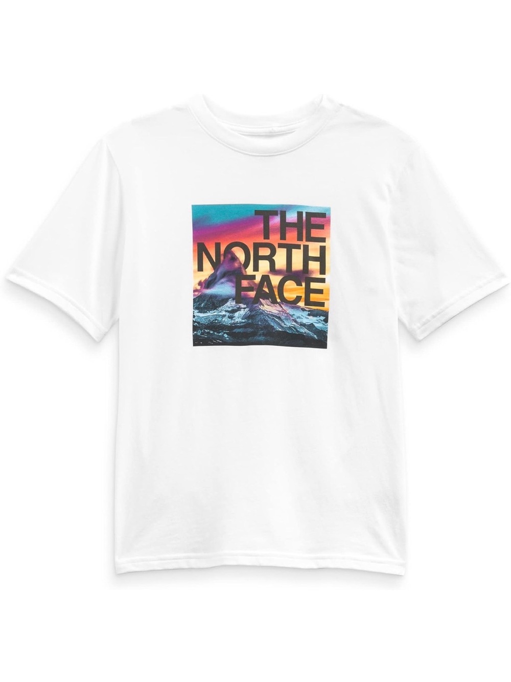 The North Face White Tee with Sunset Mountain Graphic